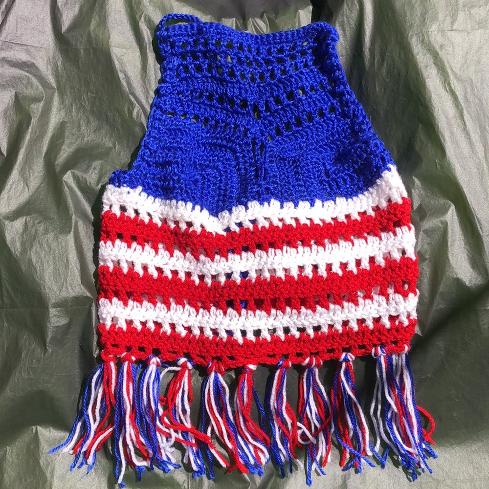 Crochet handmade 4th of July halter top - Picture 8 of 10